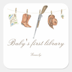Sticker Carré Bain de bébé Little Hunter - première bibliothèque