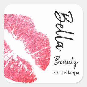 Sticker Carré Baiser baiser baiser rose lèvre tache blanche beau