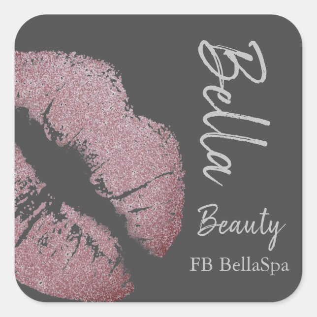 Sticker Carré Baiser baiser rose violet lèvre gris beauté spa (Devant)