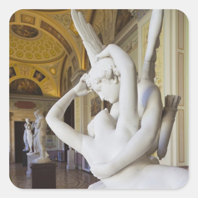 Sticker Carré Baiser de Cupidon et Psyché, par Antonio Canova (Devant)