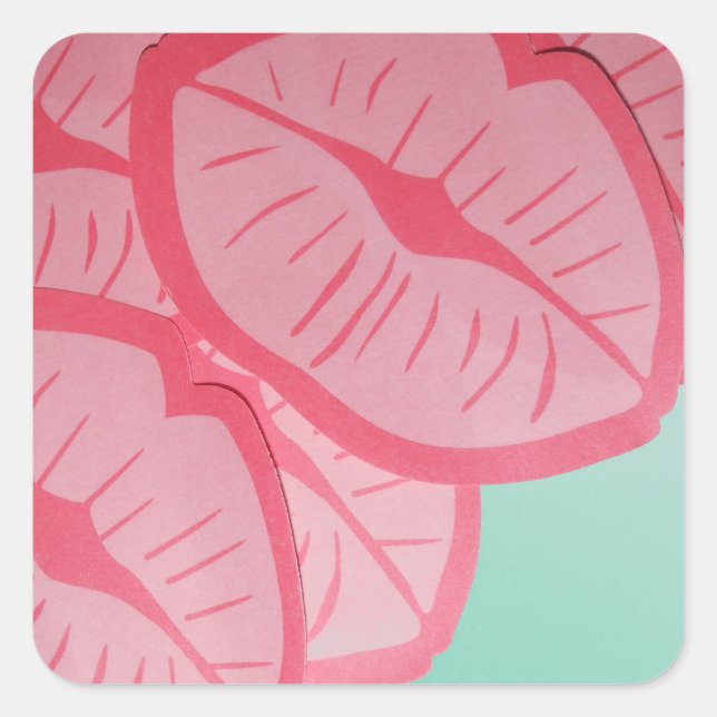 Sticker Carré Baisers pour la Saint Valentin (Devant)