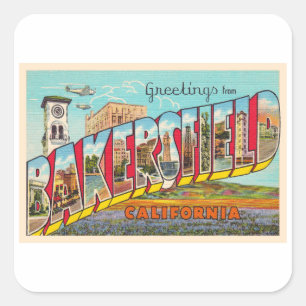 Sticker Carré Bakersfield California CA Grande Lettre Carte post