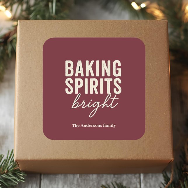 Sticker Carré Baking Spirits Bright Burgundy Holiday (Créateur téléchargé)