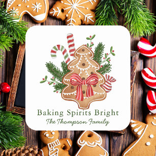 Sticker Carré Baking Spirits Bright Christmas Tree Cookie