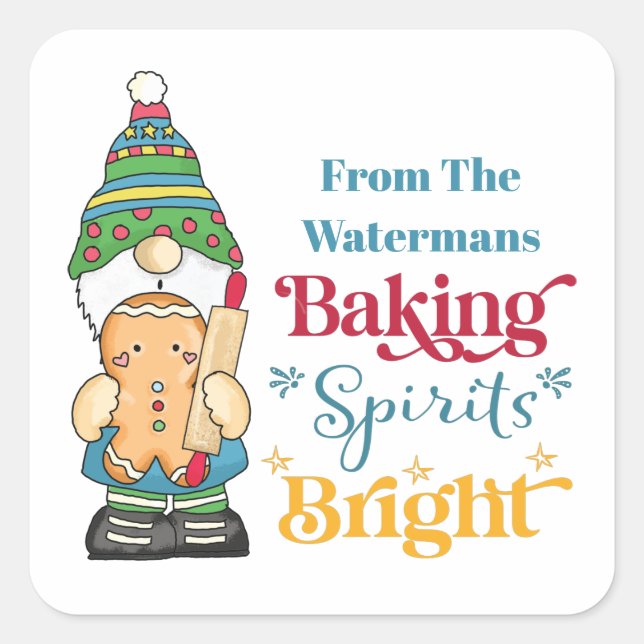 Sticker Carré Baking Spirits Bright Cookie Christmas Holiday (Devant)