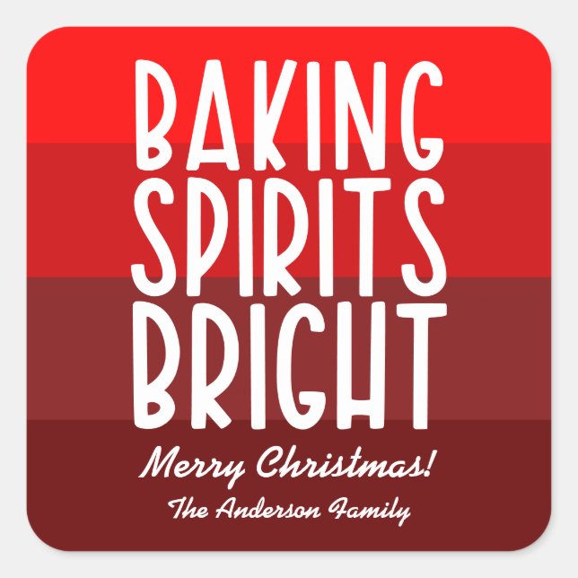 Sticker Carré Baking Spirits Bright Rouge rayé Noël (Devant)