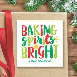 Sticker Carré Baking Spirits brillant Festif Rouge Vert Noël