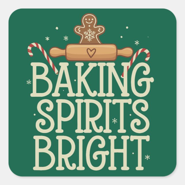 Sticker Carré Baking Spirits brillant Noël Drôle Noël Baker (Devant)