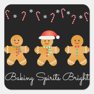 Sticker Carré Baking Spiritueux Bright Gingerbread Hommes