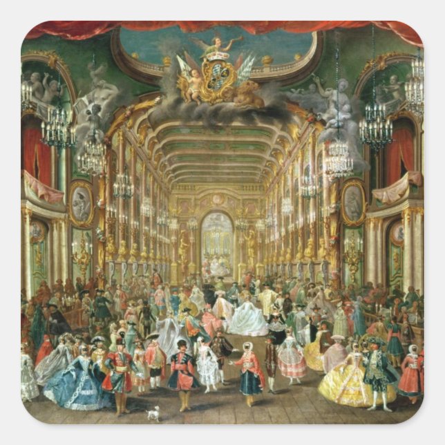 Sticker Carré Bal masqué dans le Hoftheater, Bonn, 1754 (Devant)