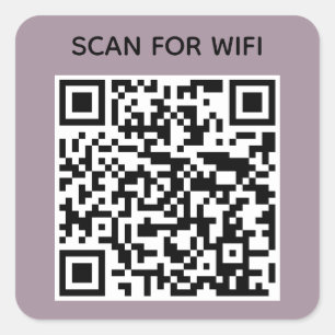 Sticker Carré Balayer pour connecter Wifi QR Code Modern Dusty M
