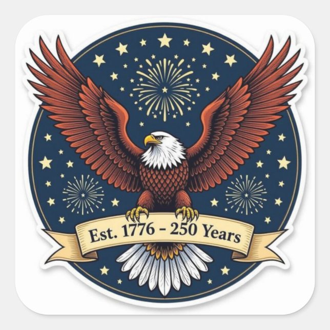 Sticker Carré Bald eagle America 250th artwork  (Devant)