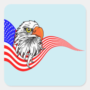 Sticker Carré Bald Eagle American USA Drapeau Patriotique Art