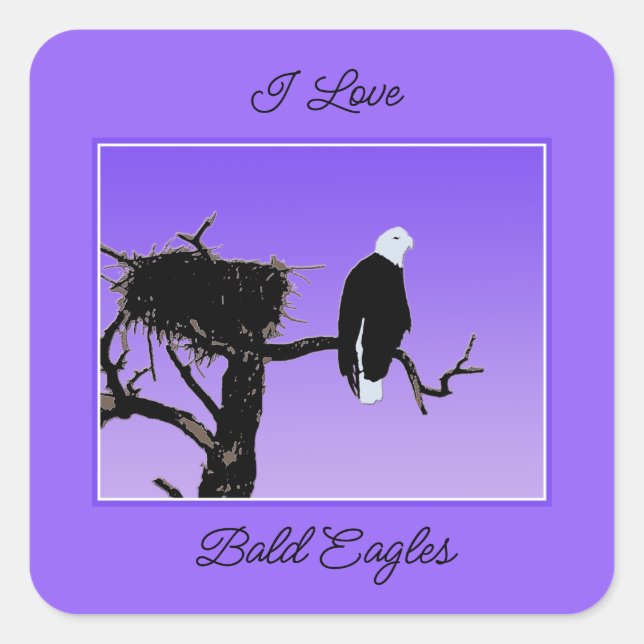 Sticker Carré Bald Eagle at Sunset - Art original de la faune (Devant)