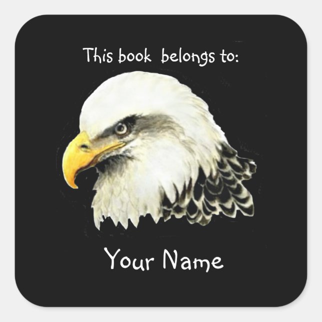 Sticker Carré Bald Eagle Bird, Ce livre appartient Boite (Devant)