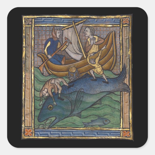 Sticker Carré Baleine bestiaire médiévale c. 1270 (Devant)