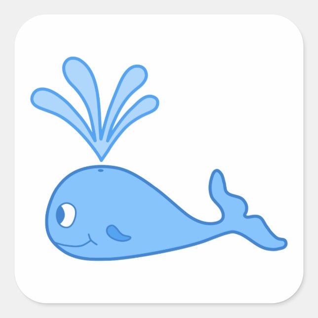 Sticker Carré Baleine, Bleu. (Devant)