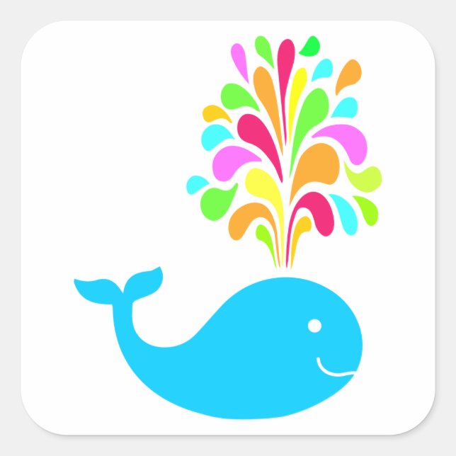 Sticker Carré Baleine drôle (Devant)