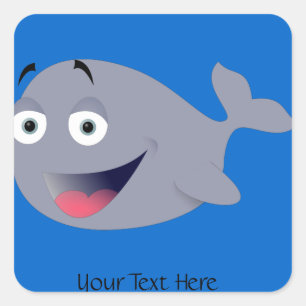 Sticker Carré Baleine joyeuse mignonne personnalisée sur des aut