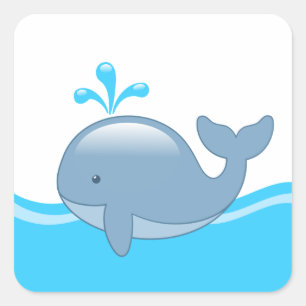 Sticker Carré Baleine potelée mignonne de bande dessinée dans