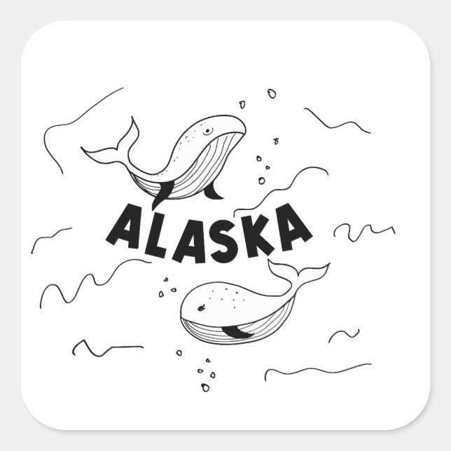 Sticker Carré Baleines d'Alaska (Devant)