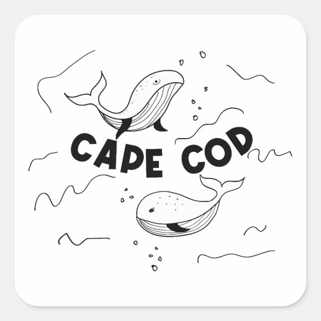 Sticker Carré Baleines de Cape Cod Massachusetts (Devant)