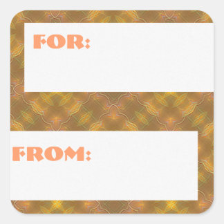 Sticker Carré Balise cadeau à motif Carré doré et jaune