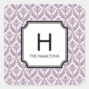 Sticker Carré Balise cadeau Damask Monogramme Sticker/Sticker Fa
