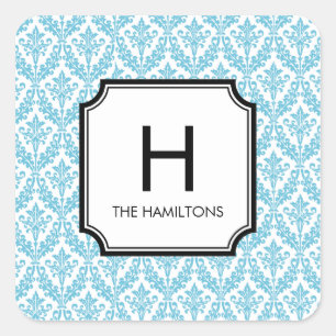 Sticker Carré Balise cadeau Damask Monogramme Sticker/Sticker Fa