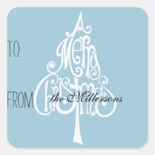 Sticker Carré Balise cadeau de l'arbre de Noël Joyeux