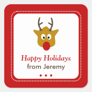 Sticker Carré Balise Cadeau de Noël du renne