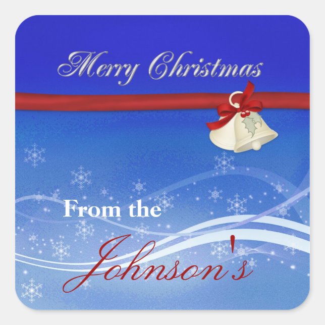 Sticker Carré Balise cadeau de Noël Joyeux (Devant)