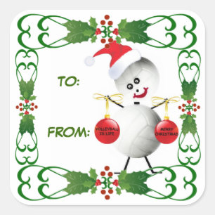 Sticker Carré Balise cadeau de Noël Volleyball