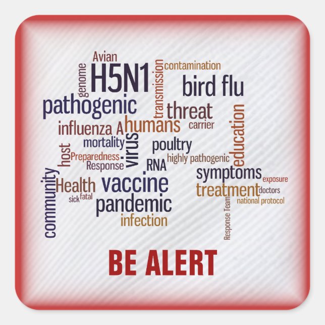 Sticker Carré Balise cadeau de sensibilisation à la grippe aviai (Devant)