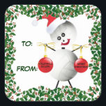 Sticker Carré Balise cadeau de volley-ball Holly Christmas<br><div class="desc">Cet autocollant cadeau de Noël de volley-ball est parfait pour tous ceux qui aiment le sport du volley-ball.</div>