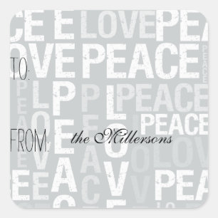 Sticker Carré Balise cadeau Grey Love Peace