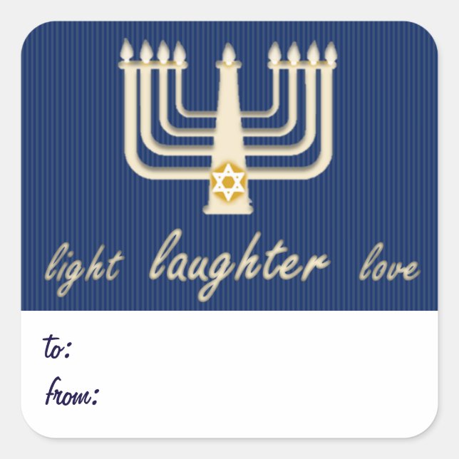 Sticker Carré Balise cadeau Hanoukka Light Laugher Love (Devant)