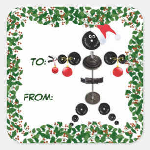 Sticker Carré Balise cadeau Holly Christmas Weighter-lifter