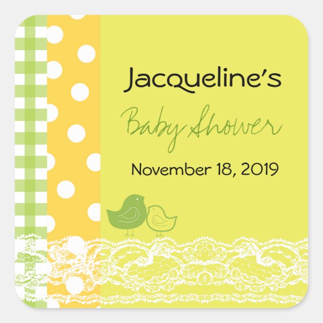 Sticker Carré Balise cadeau Maman & Baby Bird Lace mignonne Baby (Devant)