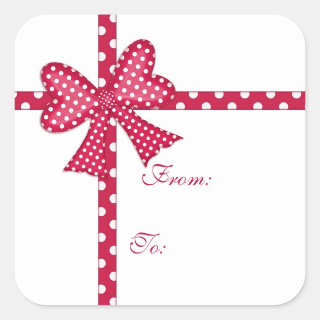 Sticker Carré Balise cadeau Red Bow et Ribbon (Devant)