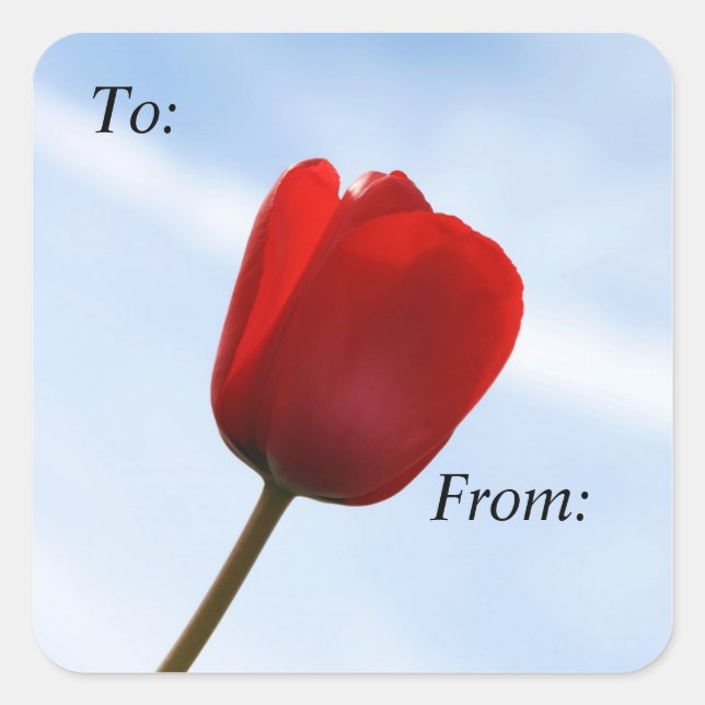 Sticker Carré Balise cadeau Red Tulip (Devant)
