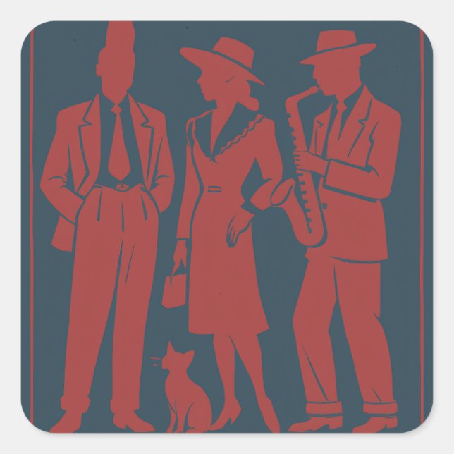 Sticker Carré Balise cadeau Zazous (Devant)