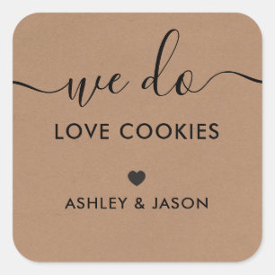 Sticker Carré Balise Favor Cookie mariage, Nous aimons les cooki