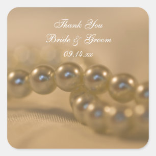 Sticker Carré Balise Favorise le Merci Mariage perles tordues
