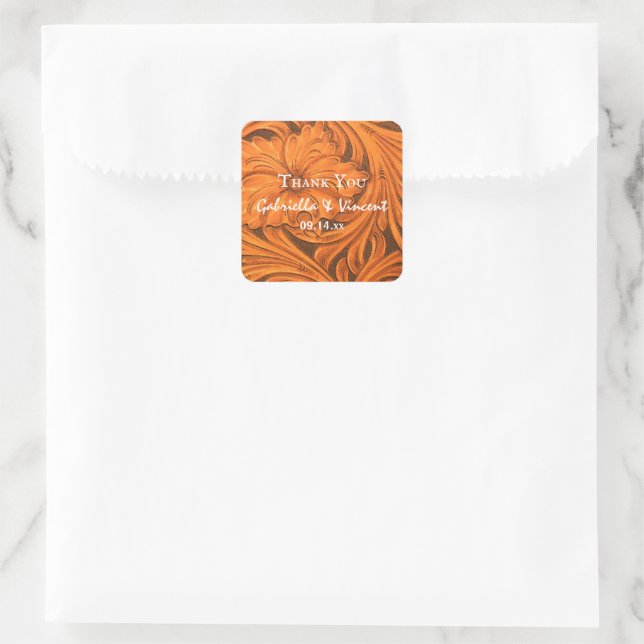 Sticker Carré Balise Fleur Rustique Mariage occidental Merci Fav (Sac)