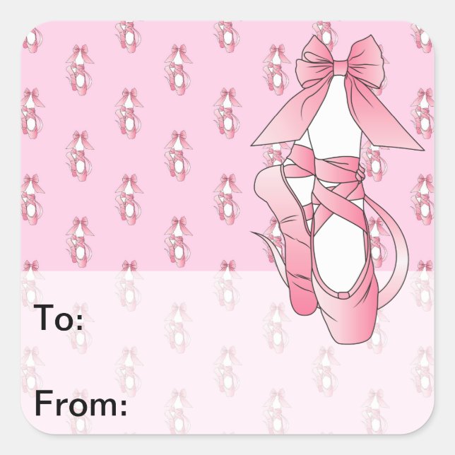 Sticker Carré Balises cadeaux Chaussures Ballet Rose (Devant)