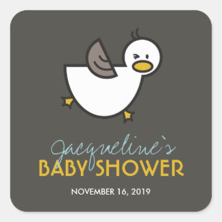 Sticker Carré Balises cadeaux de Baby shower de canard jouant