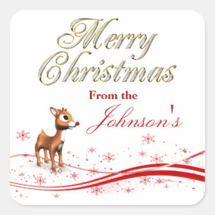 Sticker Carré Balises cadeaux de Noël pour les rennes de cartons