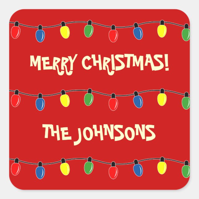 Sticker Carré Balises cadeaux Joyeux Noël coloré (Devant)