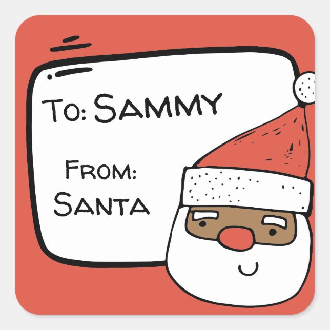 Sticker Carré Balises Cadeaux Personnalisées African American Pè (Devant)